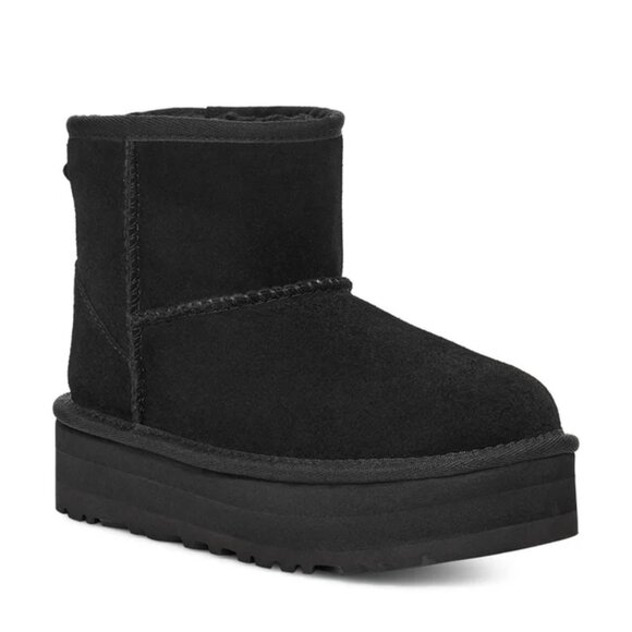 Uggs Kids Girls Classic Mini Platform Boot Black Size 1 - Picture 6 of 10